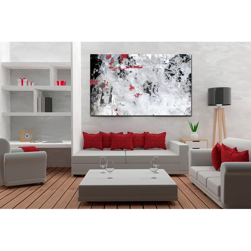 Arte moderno, Contemporáneo B/N grises y rojo decoración pared Abstractos Pintura Abstracta venta online